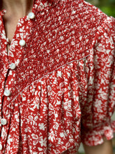 Load image into Gallery viewer, Loretta Caponi Milvia Blouse in Red and White Papaveri Print
