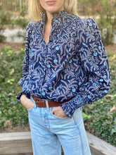 Load image into Gallery viewer, Andion Amelia Long Sleeve Blouse in Navy Floral Japanese Cotton
