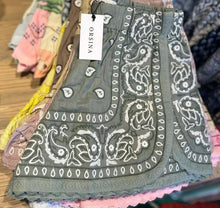Load image into Gallery viewer, Embroidered Bandana Shorts Olive Green
