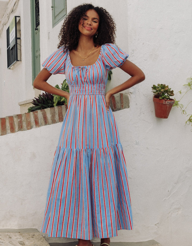 Pink City Prints Katie Dress in Poets Stripe