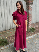 Load image into Gallery viewer, Thierry Colson Venetia Dress Plum Corduroy
