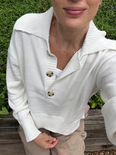 Load image into Gallery viewer, Phoebe Cotton Polo Sweater in Off White
