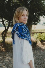Load image into Gallery viewer, Maison Lecomte Flament Wool and Silk Bandana Scarf in Blue
