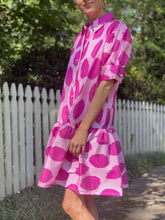 Load image into Gallery viewer, Punicana Handmade Silk/Cotton Pink &amp; Fuchsia Little Day Dress
