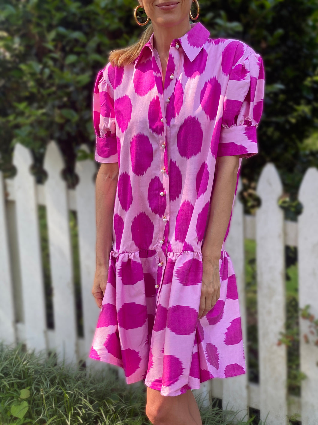 Punicana Handmade Silk/Cotton Pink & Fuchsia Little Day Dress