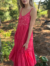 Load image into Gallery viewer, Thierry Colson Veruschka Dress in Raspberry Wildflower Embrodiery
