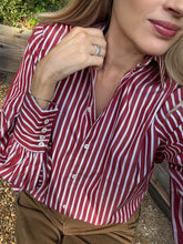 Load image into Gallery viewer, Diega Red Striped Cotton Blouse
