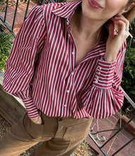 Load image into Gallery viewer, Diega Red Striped Cotton Blouse
