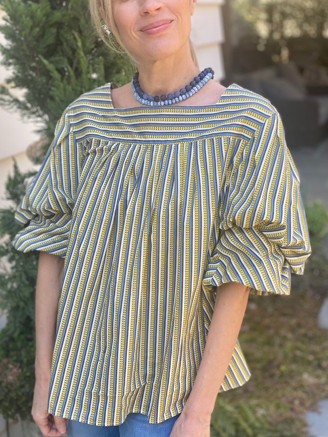 Thierry Colson Scarlett Blouse in Yellow Caviar Stripes