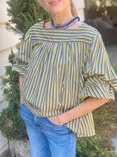 Load image into Gallery viewer, Thierry Colson Scarlett Blouse in Yellow Caviar Stripes
