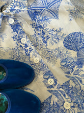 Load image into Gallery viewer, Evi Grintela Valerie Shirt Dress in Blue and White Sea Shell Print
