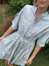 Load image into Gallery viewer, Hevron Febe Dress in Ice Blue Stripe
