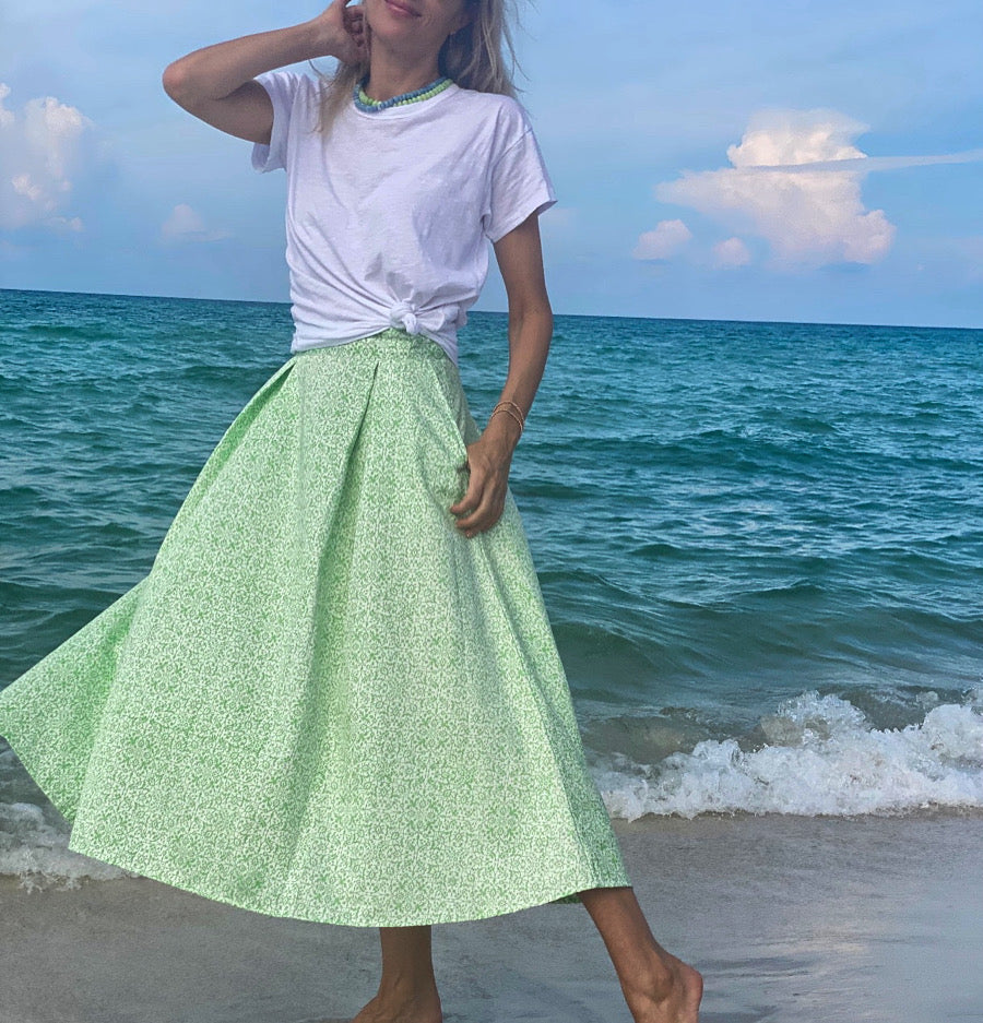 Thierry Colson Green Mughal Blockprint Wynona Skirt