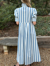 Load image into Gallery viewer, Thierry Colson Strom Blue Striped Venetia Dress in Luxury Poplin
