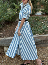 Load image into Gallery viewer, Thierry Colson Strom Blue Striped Venetia Dress in Luxury Poplin
