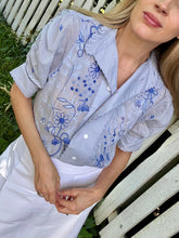 Load image into Gallery viewer, Thierry Colson Vita Blouse in Blue Wildflower Embroidery
