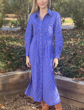 Load image into Gallery viewer, Thierry Colson Wilda Shirt Dress in Blue Provencal Carnation Print
