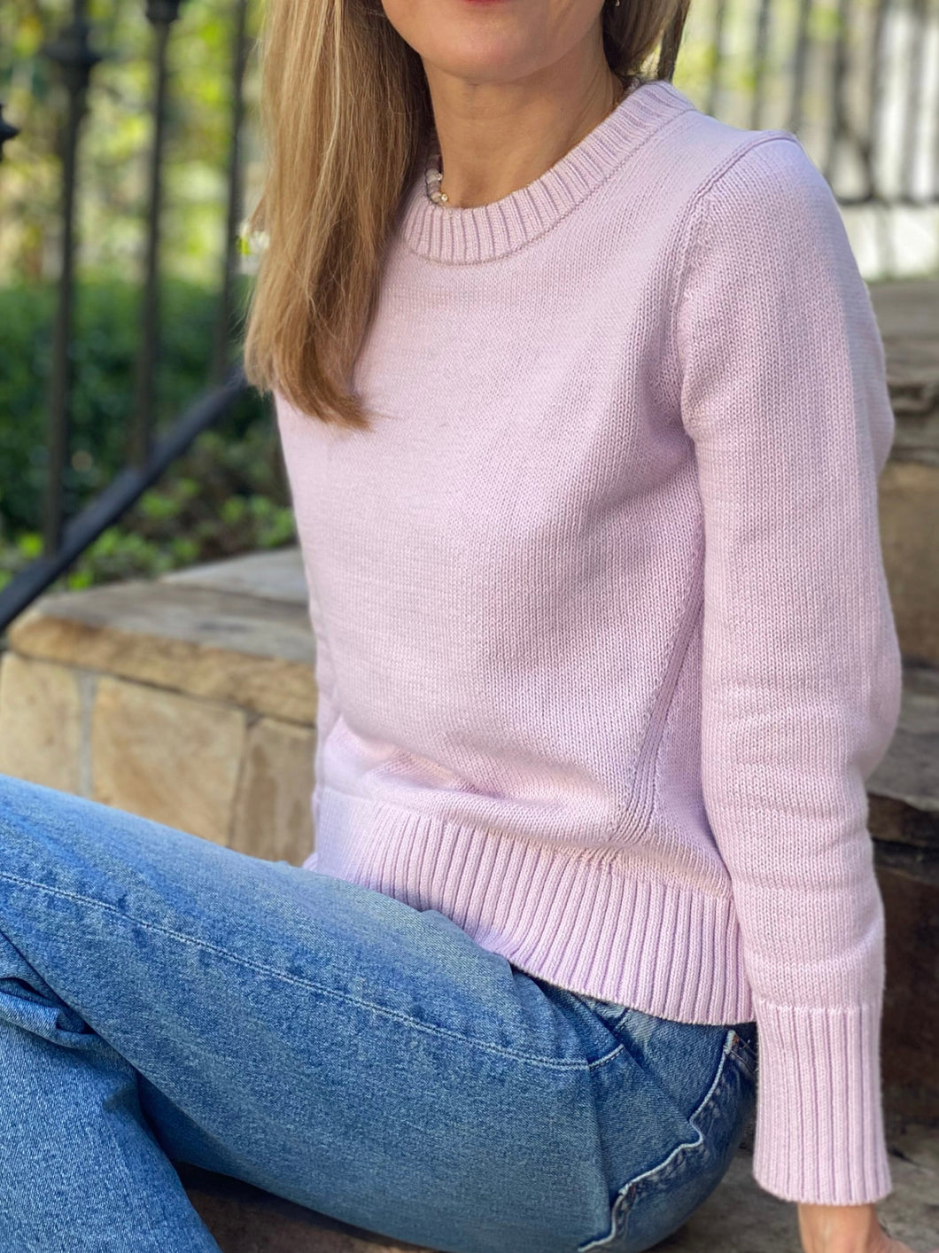 The Castine Cotton Sweater in Pale Orchid