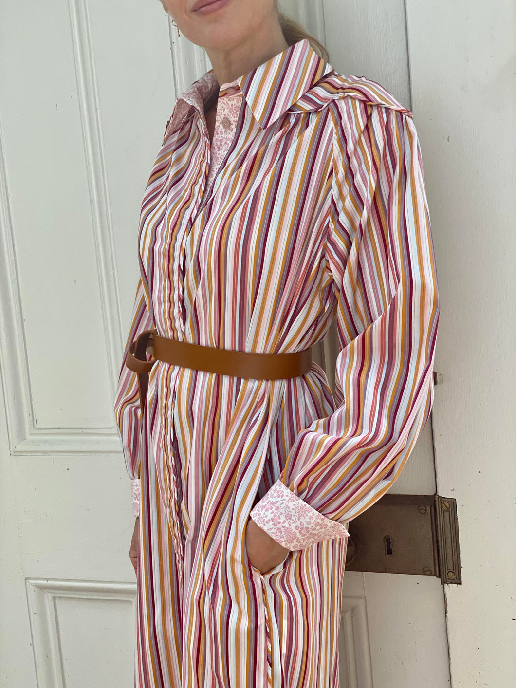 Evi Grintela Yayoi Shirt Dress in Multi Stripe
