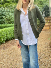 Load image into Gallery viewer, The Sutton Cotton Cardigan/Blazer in Army Green
