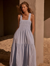 Load image into Gallery viewer, Bird and Knoll Blue and White Striped Penelope Dress

