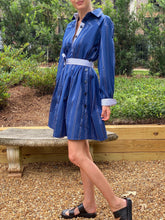 Load image into Gallery viewer, Evi Grintela Marina Short Shirt Dress in Blue Stripe
